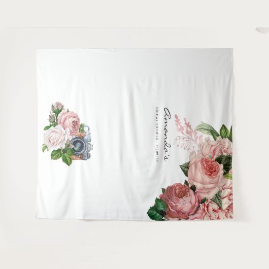  Blush & Burgundy Vrijgezellenfeest Foto Booth Wandkleed (Voorkant (horizontaal))