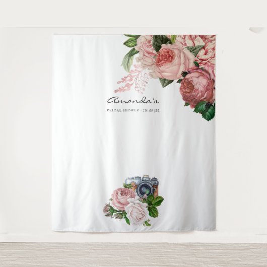  Blush & Burgundy Vrijgezellenfeest Foto Booth Wandkleed (Voorkant)