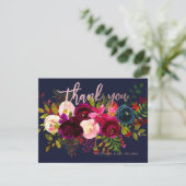 Blush+Burgundy Waterverf Bouquet Dank je wel Save The Date (Staand voorkant)