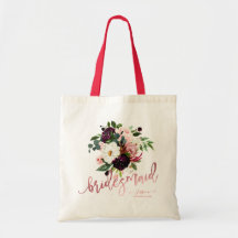 Blush Burgundy Waterverf Flowers Bridesmaid Gift