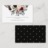 Blush+Burgundy Waterverf Flowers Weddenschap Detai Visitekaartje (Voorkant / Achterkant)