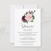 Blush Burgundy Wedding Details Kaart (Voorkant)