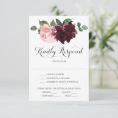 Blush Burgundy Wedding RSVP-kaart Kaart (Staand voorkant)