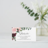 Blush Burgundy Wedding Website Kaart invoegen (Staand voorkant)