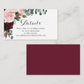 Blush Burgundy Wedding Website Kaart invoegen (Voorkant / Achterkant)