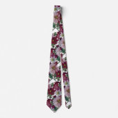 Blush Burgundy White Floral Wedding Stropdas (Voorkant)