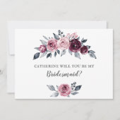 Blush Burgundy Will You Be My Bridesmaid Kaart (Voorkant)