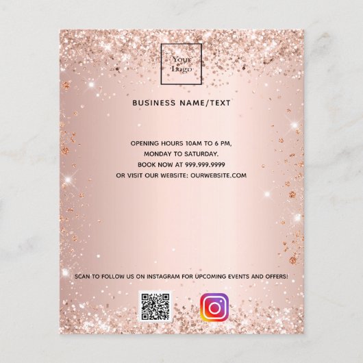 Blush business logo qr code instagram roos flyer (Voorkant)