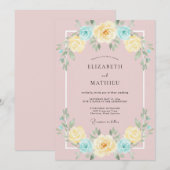 Blush Butter Azure Geschilderde Trouw Kaart (Voorkant / Achterkant)