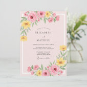 Blush Butter Petal Bruiloft Kaart (Staand voorkant)
