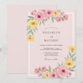 Blush Butter Petal Bruiloft Kaart (Voorkant / Achterkant)