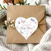 Blush Butterfly Baby shower Hartvormige Sticker