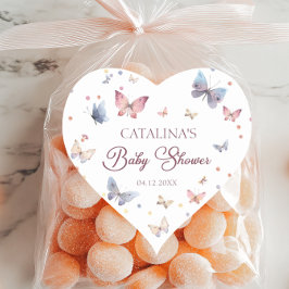 Blush Butterfly Baby shower Hartvormige Sticker