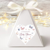 Blush Butterfly Baby shower Hartvormige Sticker