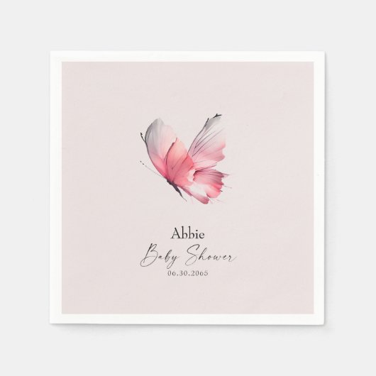 Blush Butterfly Baby shower Servet (Voorkant)