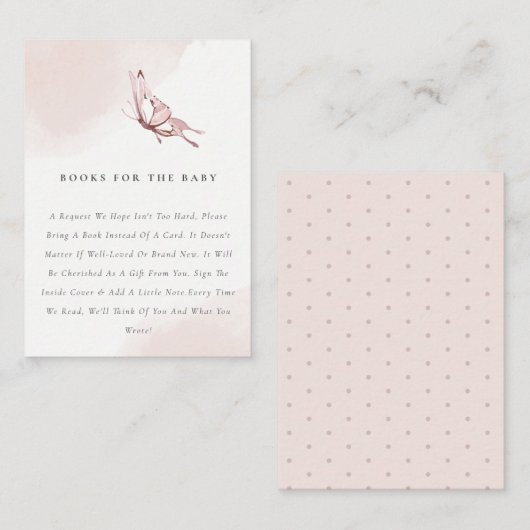 Blush Butterfly Books for Baby shower Informatiekaartje (Voorkant / Achterkant)