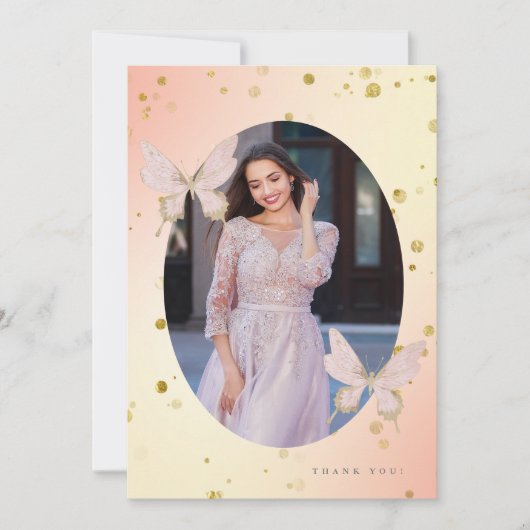Blush Butterfly Dank u Foto Kaart (Voorkant)