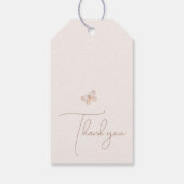 Blush Butterfly Floral Kisses Baby shower Cadeaulabel (Achterkant)