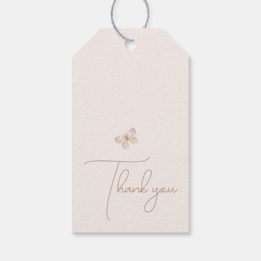 Blush Butterfly Floral Kisses Baby shower Cadeaulabel (Achterkant)