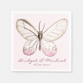 Blush Butterfly Gepersonaliseerde Trouwpapier Serv Servetten
