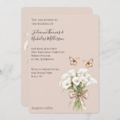 Blush Calla Lily Bloemenvlinders Boog Huwelijk Kaart (Voorkant / Achterkant)