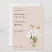 Blush Calla Lily Bloemenvlinders Boog Huwelijk Kaart (Voorkant)