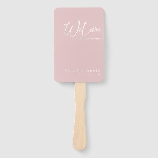 Blush Calligrafie Pictogrammen Weddenprogramma Handwaaier (Voorkant)