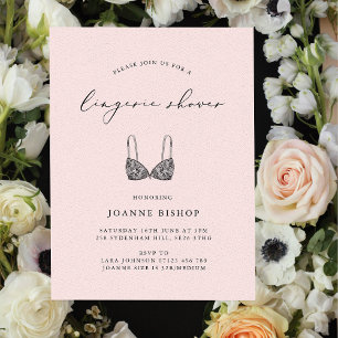 Blush Calligraphy Lingerie Vrijgezellenfeest Kaart