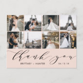 Blush Calligraphy Script Photo Hartelijk dank Brie Briefkaart (Voorkant)