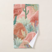 Blush Canyon Desert Bloom Watercolor Scene Bad Handdoek (Handdoek)