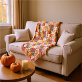 Blush & Caramel Herfst Bloemengrid  Fleece Deken