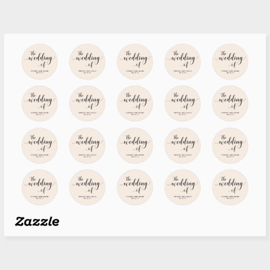 Blush Cascade | Bruiloft Ronde Sticker (Vel)