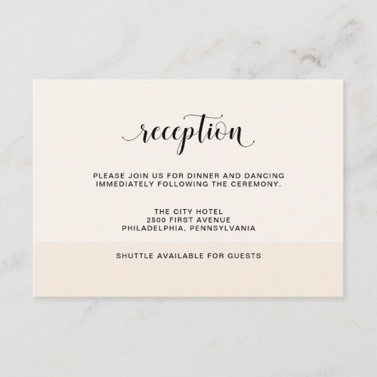 Blush Cascade | Subtiele strepen Bruiloft receptie Informatiekaartje (Voorkant)