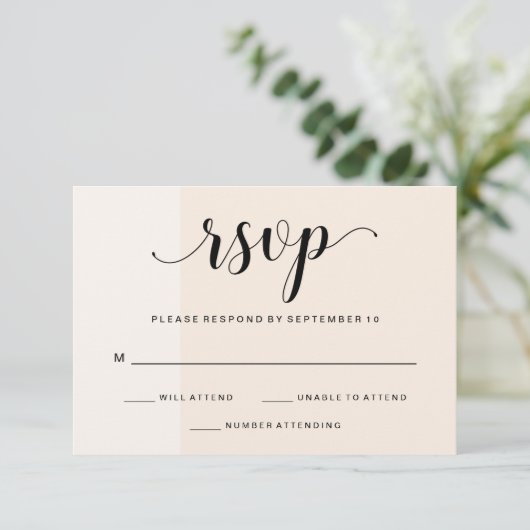 Blush Cascade | Subtiele Strepen Bruiloft RSVP (Staand voorkant)