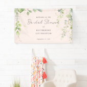 Blush Cascading Foliage Vrijgezellenfeest Welkom Spandoek (Insitu)