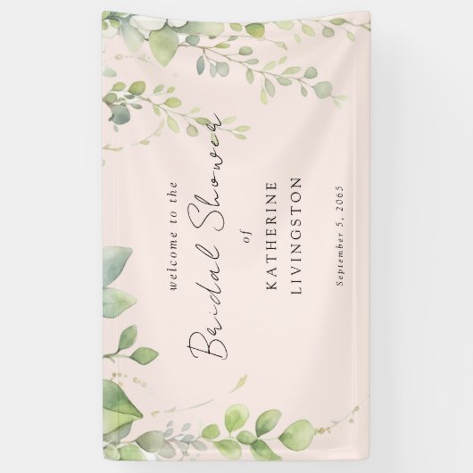 Blush Cascading Foliage Vrijgezellenfeest Welkom Spandoek (Verticaal)