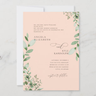 Blush Cascading Greenery Weddenschap Beide ouders  Kaart