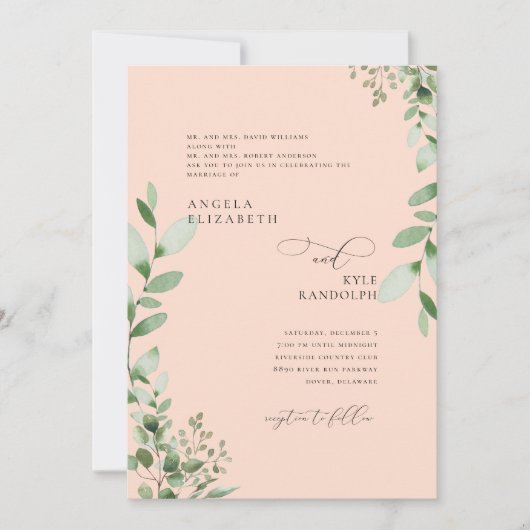 Blush Cascading Greenery Weddenschap Beide ouders  Kaart (Voorkant)