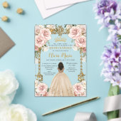  Blush Champagne Bloemen Jurk Quinceanera Acryl Uitnodigingen (Insitu (Huwelijk))