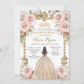  Blush Champagne Bloemen Jurk Quinceanera Kaart (Voorkant)
