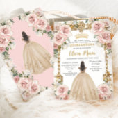  Blush Champagne Bloemen Jurk Quinceanera Kaart