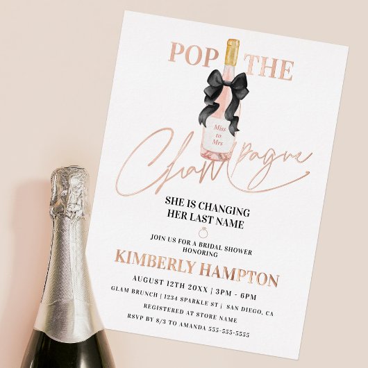 Blush Champagne Bruiloftsfeest Folie Uitnodiging