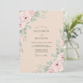 Blush Champagne Bruiloftsgroen Eucalyptus Kaart (Staand voorkant)