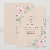 Blush Champagne Bruiloftsgroen Eucalyptus Kaart (Voorkant / Achterkant)