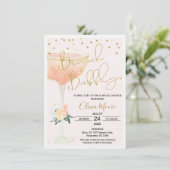 Blush Champagne Brunch Bubble Vrijgezellenfeest Kaart (Staand voorkant)