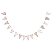 Blush & Champagne Floral Design Bunting Flag Vlaggetjes (Alle)