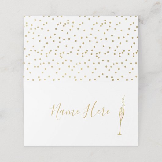 Blush Champagne Glass Folded Place Card Plaatskaartje (Buitenkant ongevouwen)