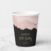 Blush Champagne Goud Glitter Abstract Waterverf Papieren Bekers (Achterkant)