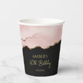 Blush Champagne Goud Glitter Abstract Waterverf Papieren Bekers (Voorkant)