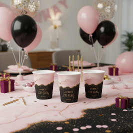 Blush Champagne Goud Glitter Abstract Waterverf Papieren Bekers